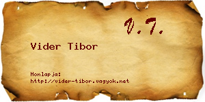 Vider Tibor névjegykártya
